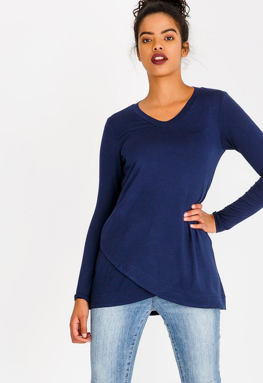 edit - V Neckline Tunic Navy