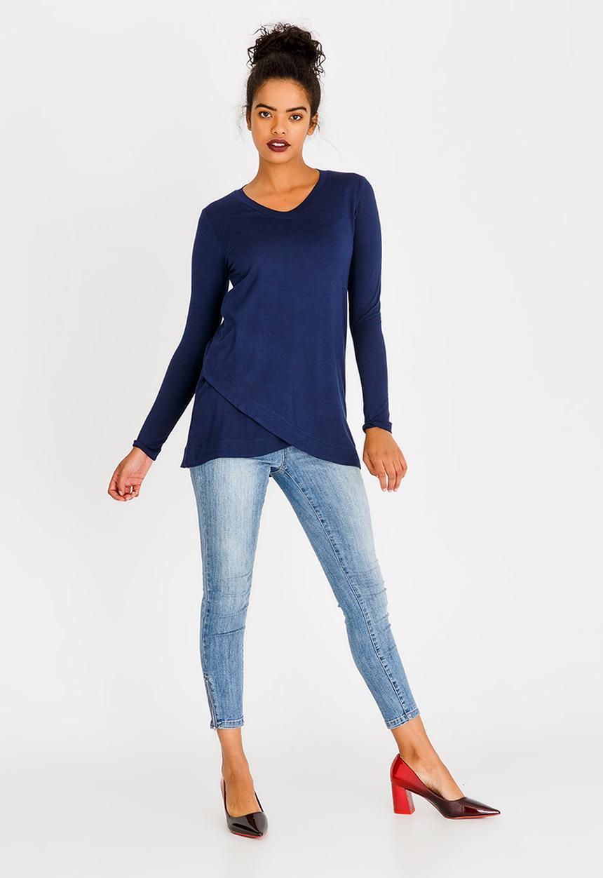 edit - V Neckline Tunic Navy