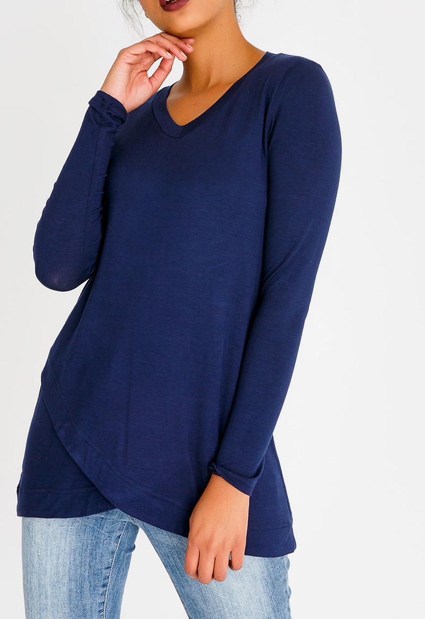 edit - V Neckline Tunic Navy