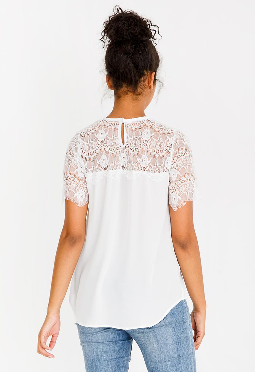 Kate Jordan - Lace Combo Blouse Off White
