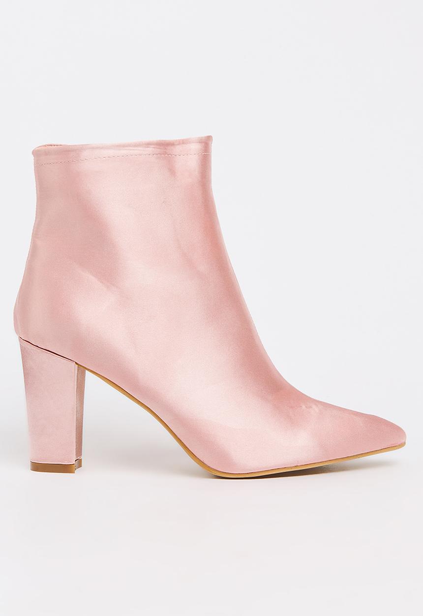 Jada - Satin Ankle Boots Pale Pink