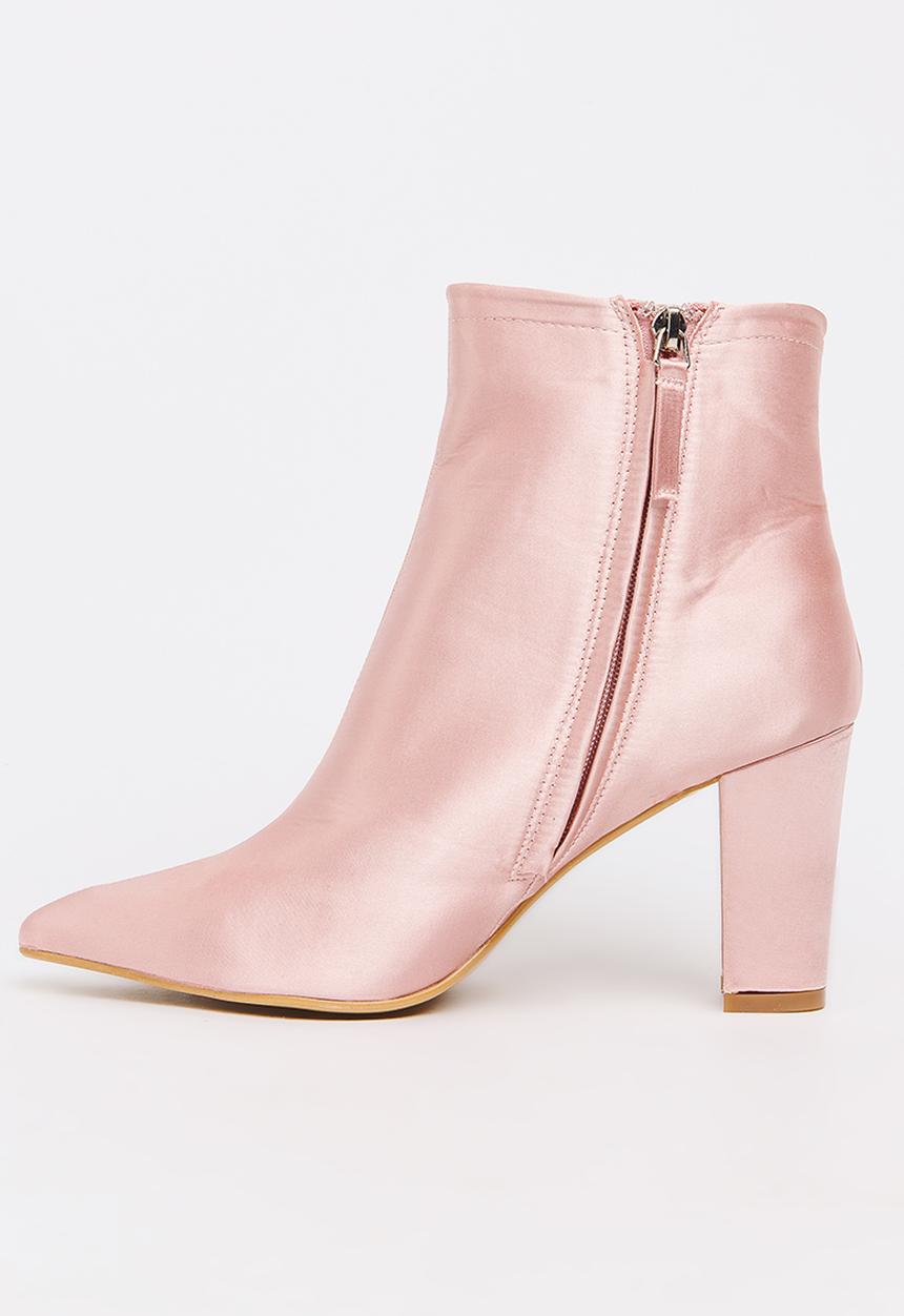 Jada - Satin Ankle Boots Pale Pink