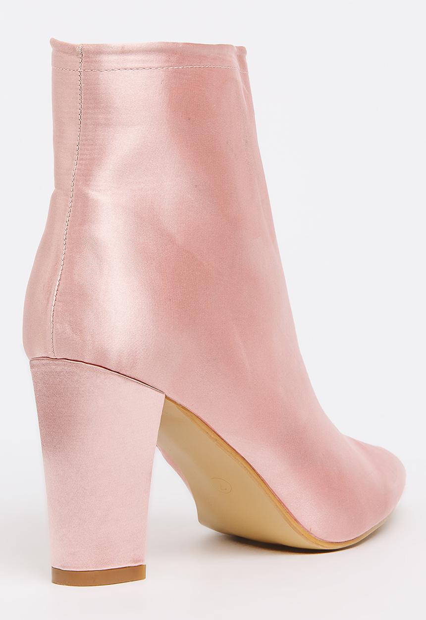 Jada - Satin Ankle Boots Pale Pink