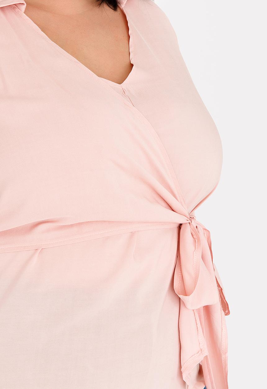 edit Plus - Wrap Front Blouse Mid Pink