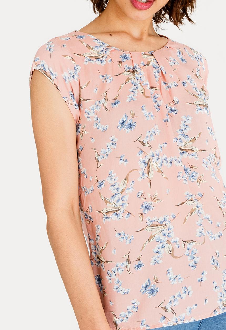 Revenge - Cap Sleeve Floral Top Mid Pink