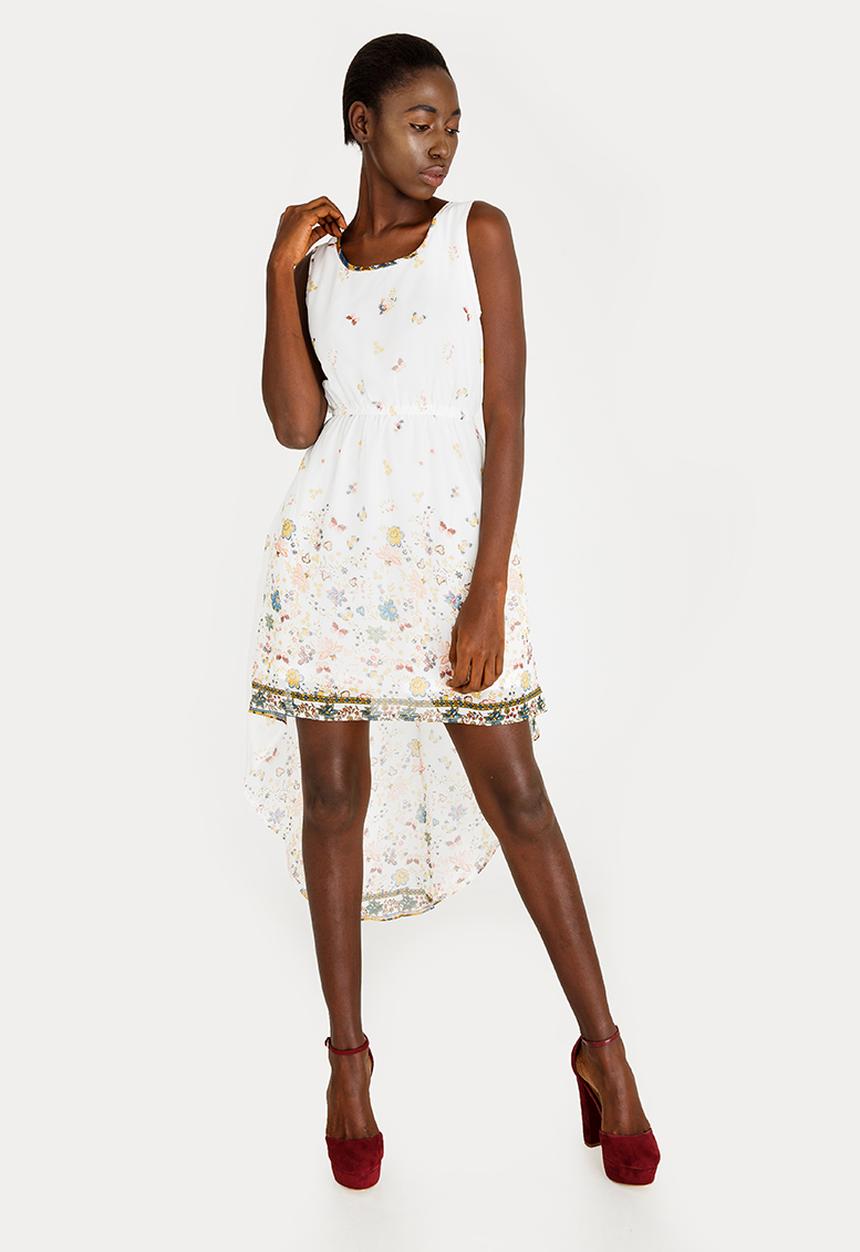Revenge - High Low Hemline Dress Cream