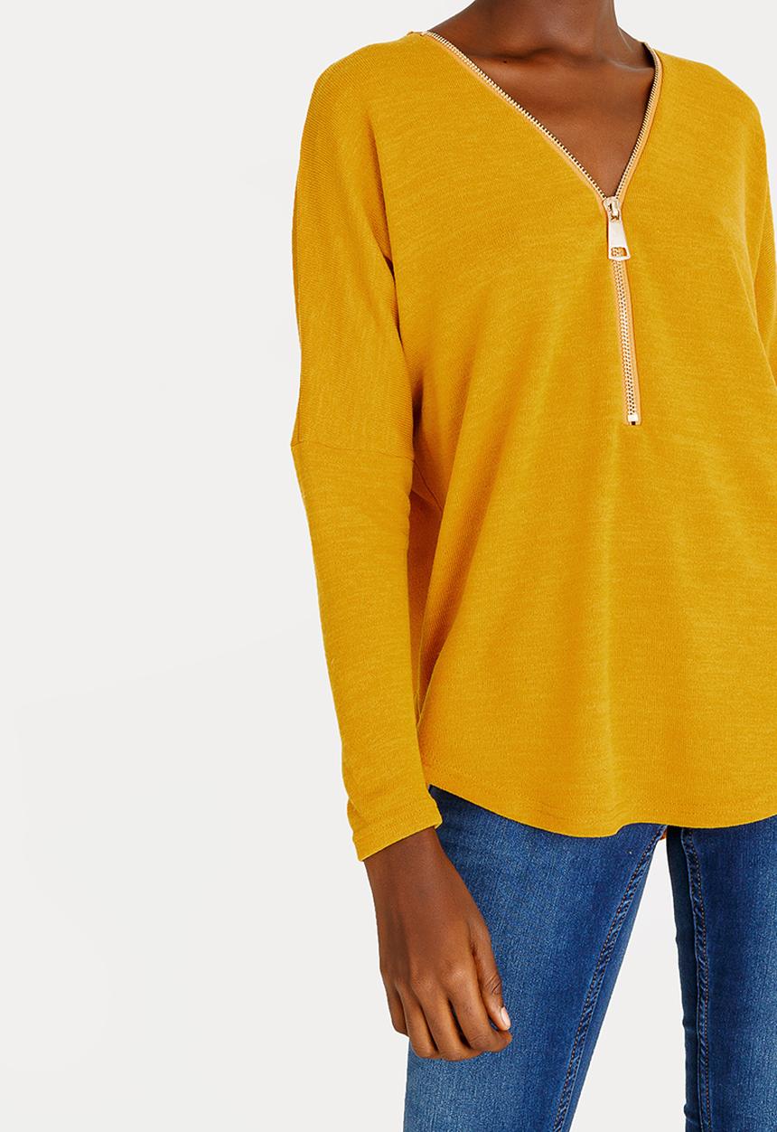 Revenge - Zip Detail Top Yellow