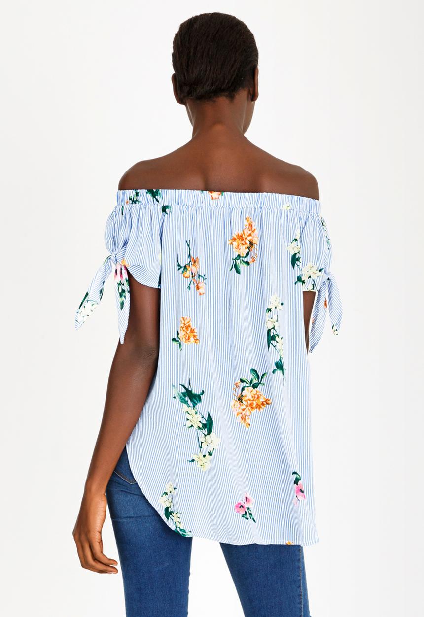 Revenge - Floral Off Shoulder Top Blue