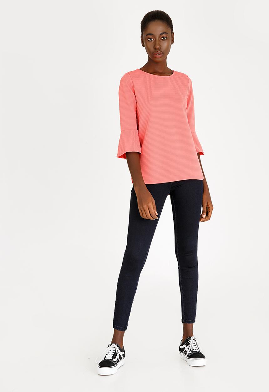 Revenge - Stripe Detail Top Coral