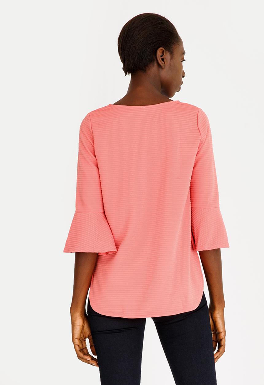 Revenge - Stripe Detail Top Coral