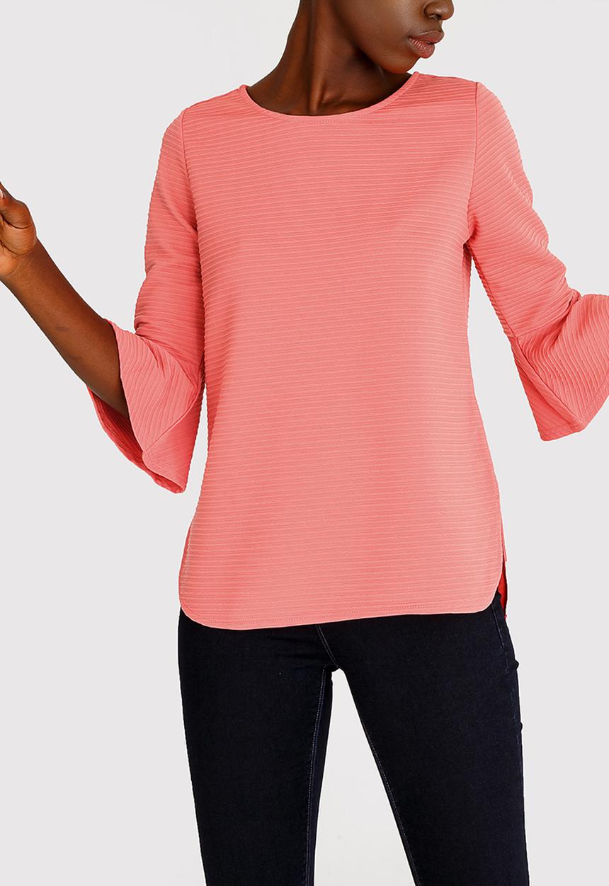 Revenge - Stripe Detail Top Coral