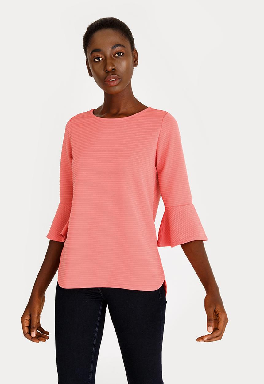 Revenge - Stripe Detail Top Coral