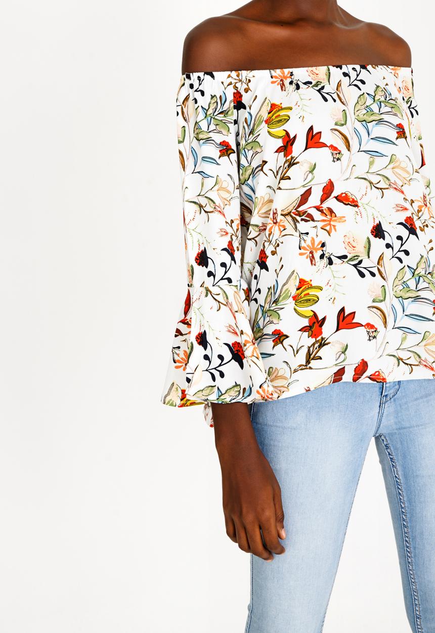 Revenge - Off Shoulder Floral Top White