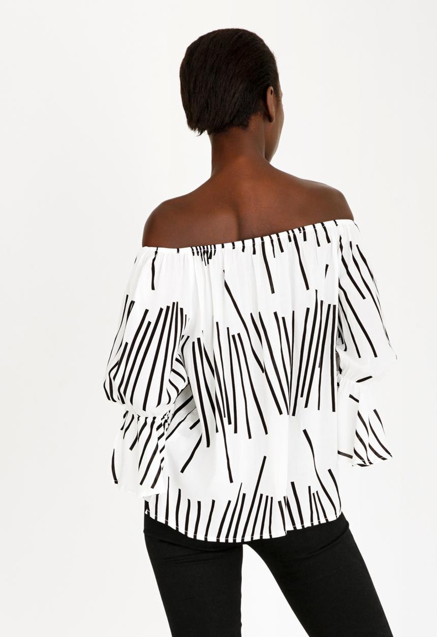 Revenge - Off Shoulder Top Black and White