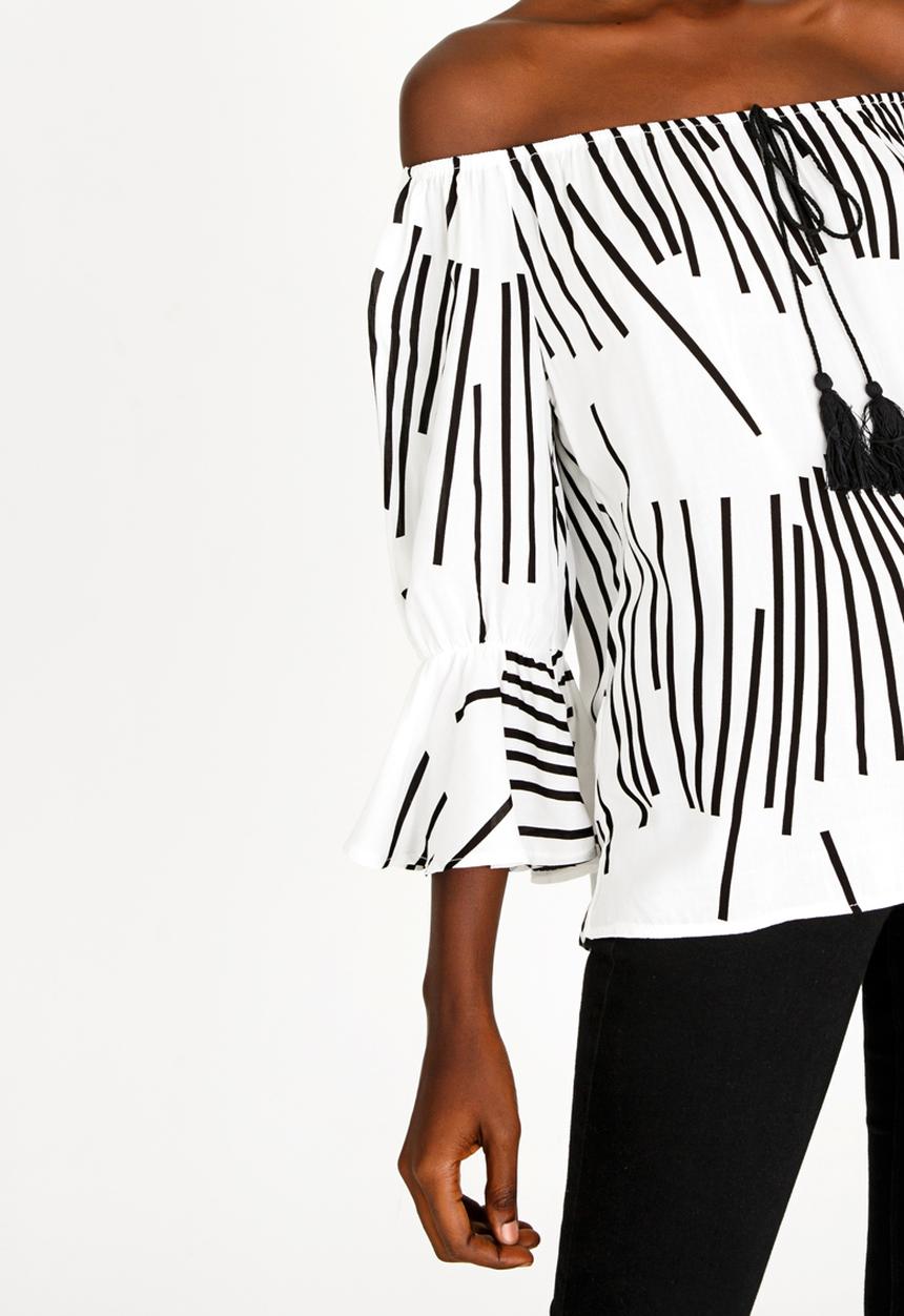 Revenge - Off Shoulder Top Black and White