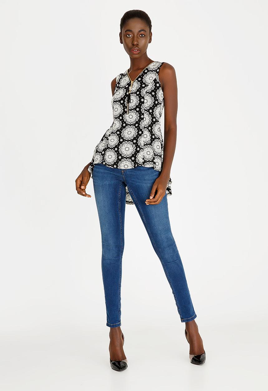 Revenge - Zip Detail Top Black