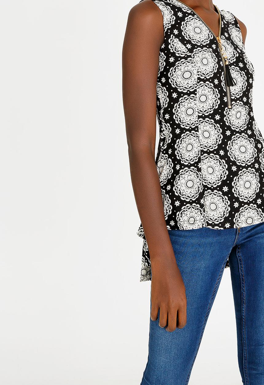 Revenge - Zip Detail Top Black
