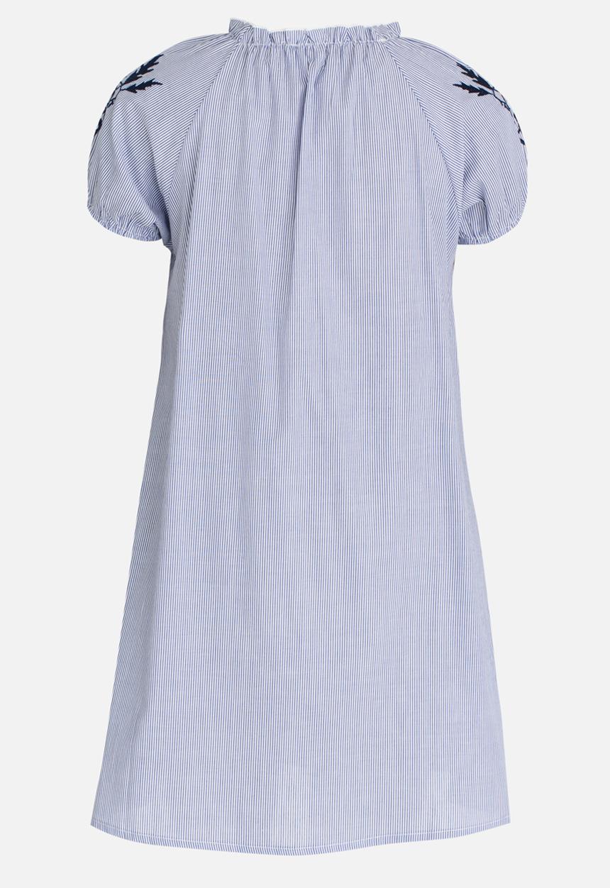 Pop Candy - Puff Sleeve Dress with Embroidery Blue