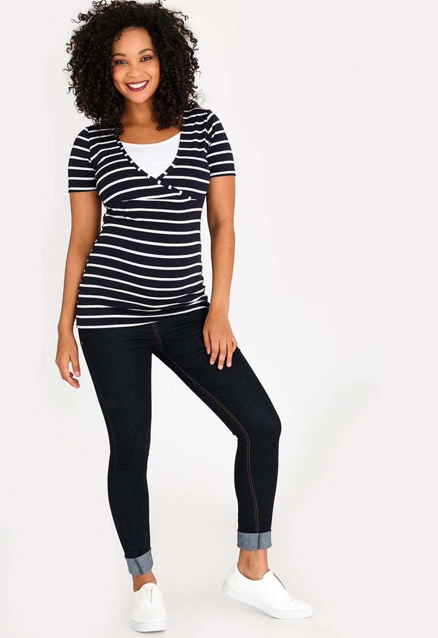 Cherry Melon - Basic Crossover Feeding Top Navy & White