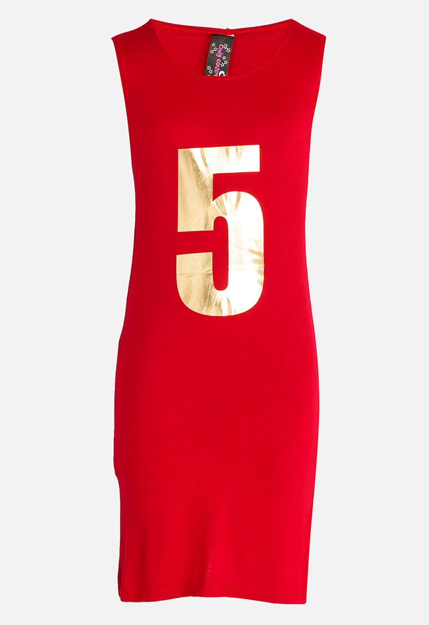 Twin Clothing - Hooded Print Dress Red