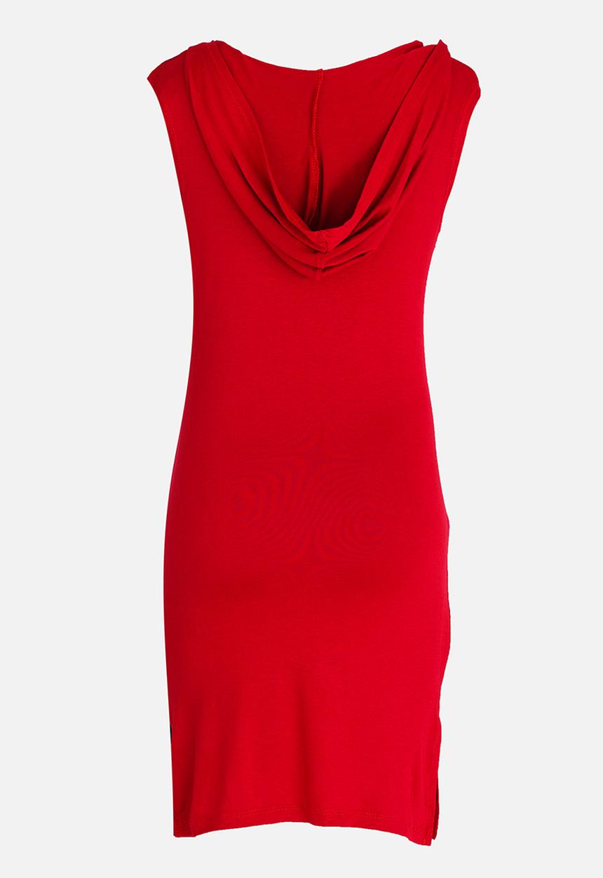 Twin Clothing - Hooded Print Dress Red