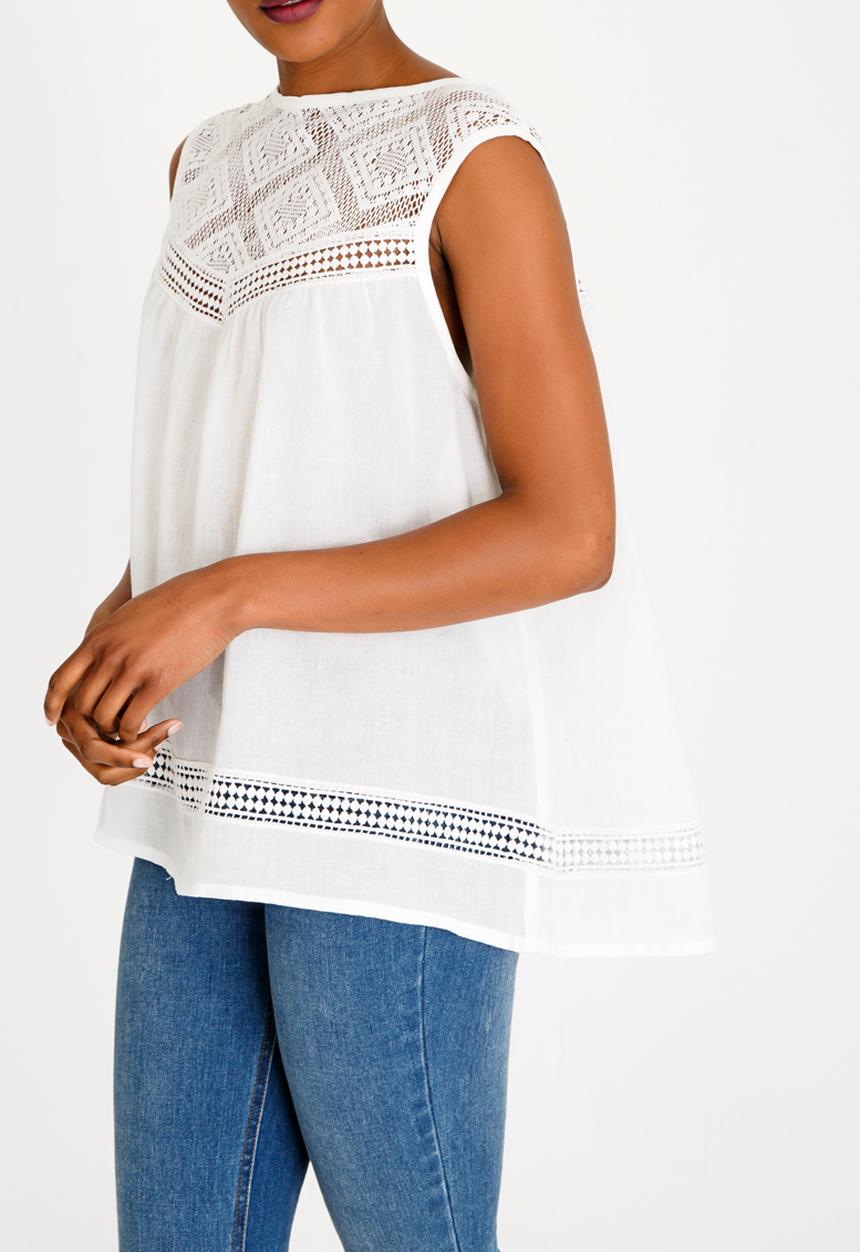 Brave Soul - Crochet Top White