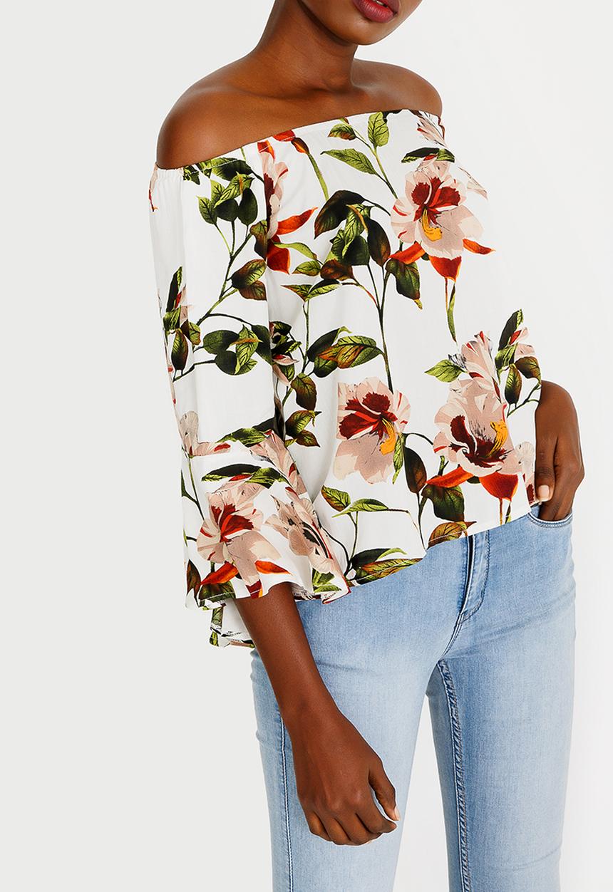 Revenge - Off Shoulder Floral Top Multi-colour