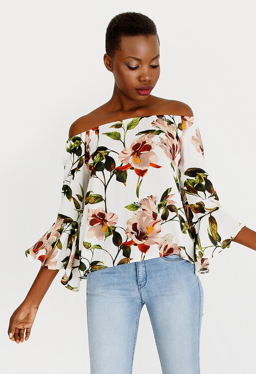 Revenge - Off Shoulder Floral Top Multi-colour