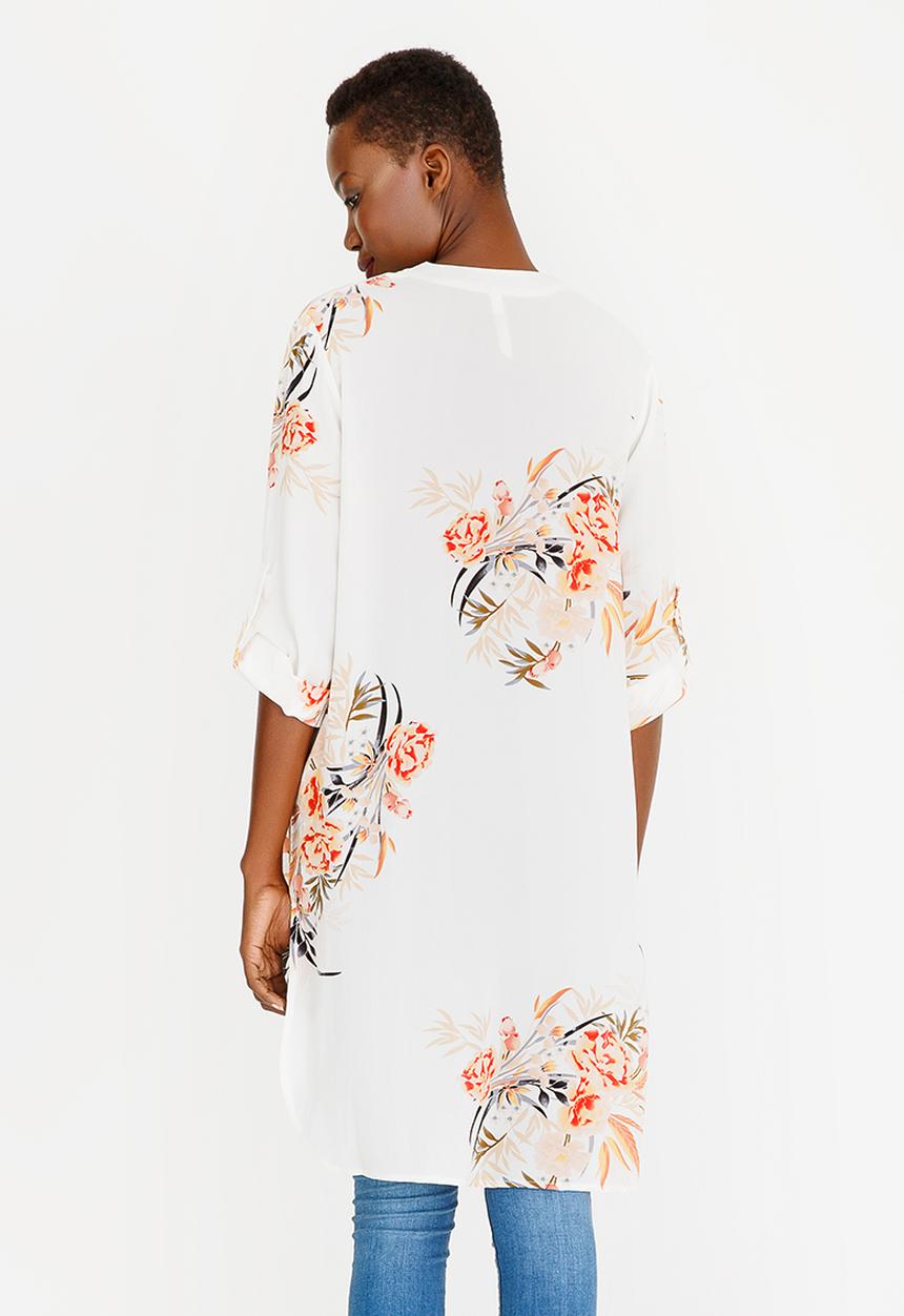 Revenge - Floral Dip Hem Tunic Cream