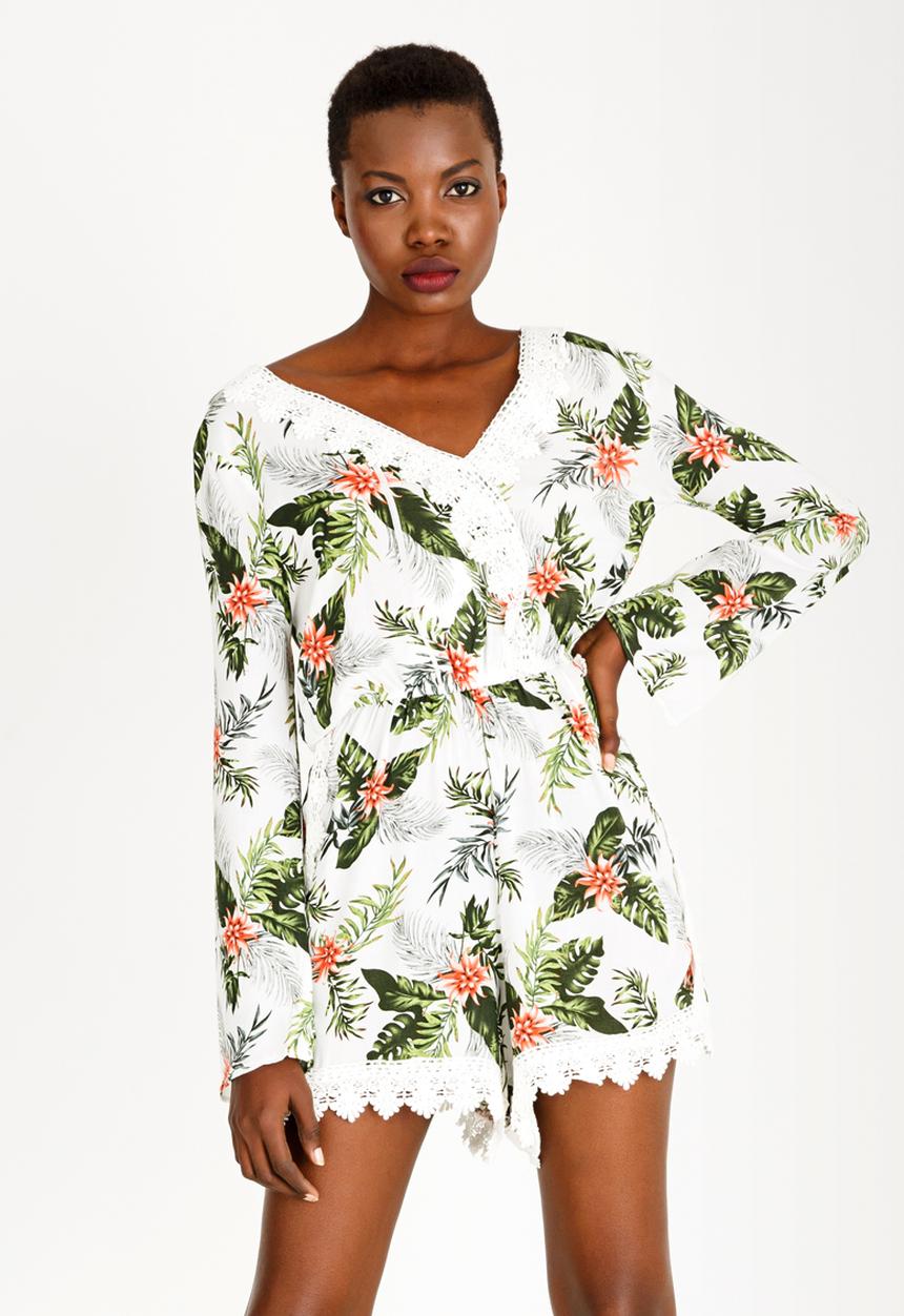 Brave Soul - Lace Detail Playsuit White