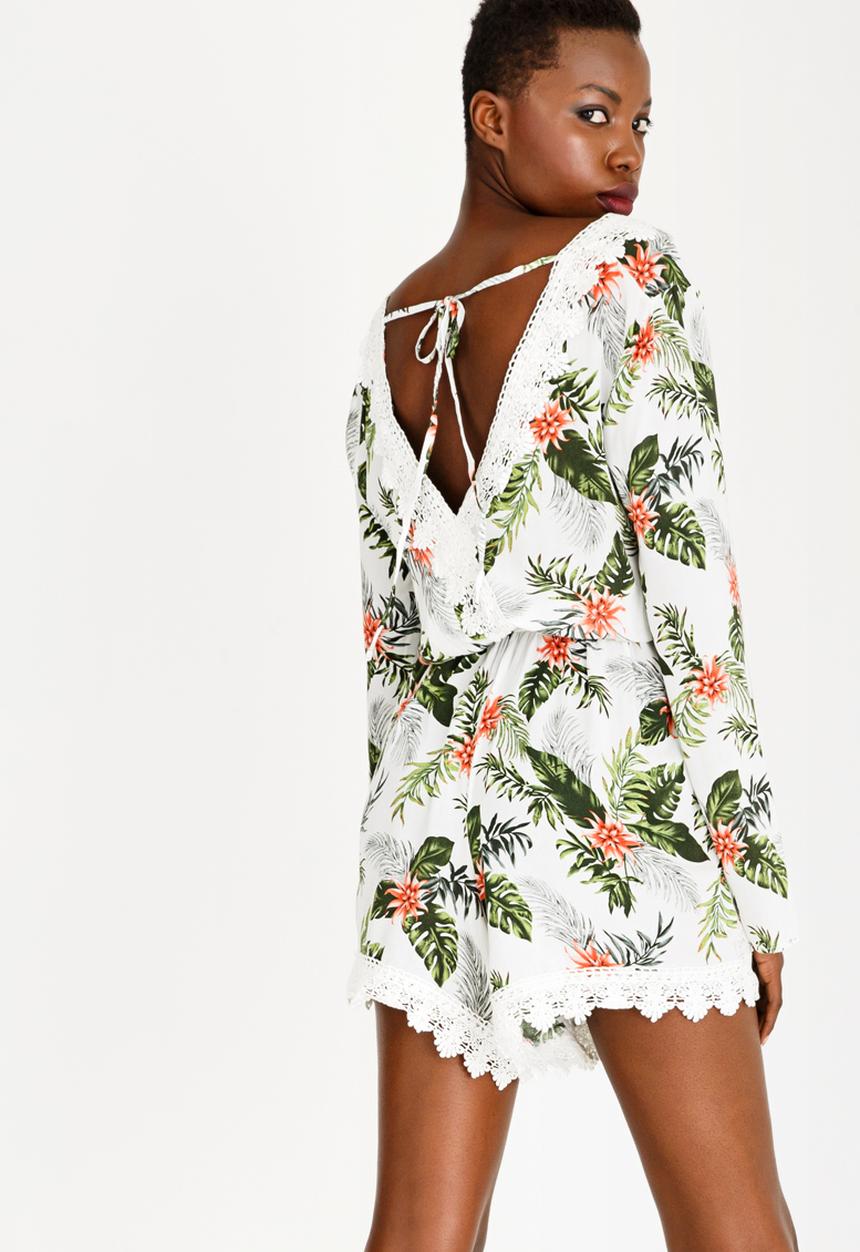 Brave Soul - Lace Detail Playsuit White
