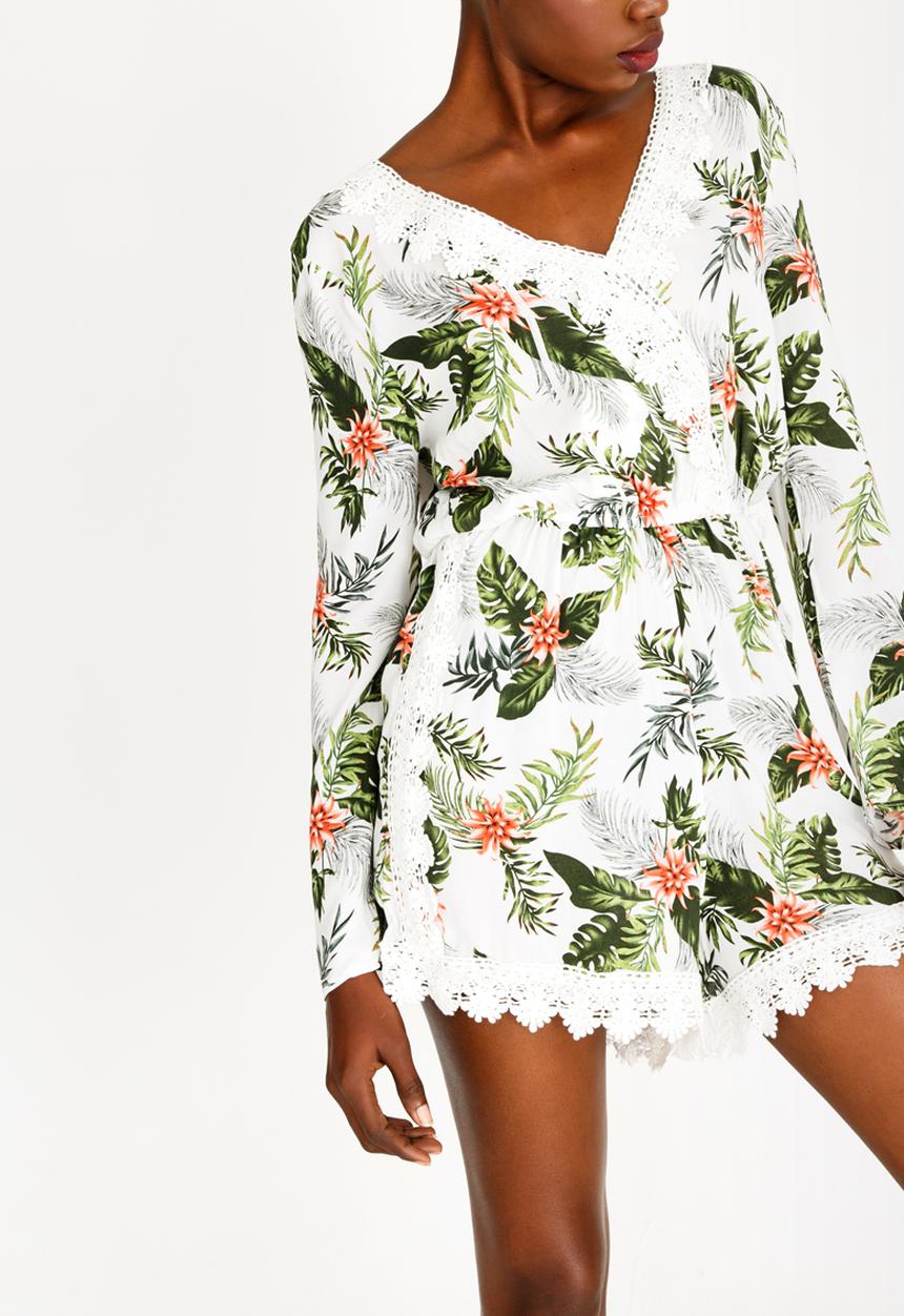 Brave Soul - Lace Detail Playsuit White