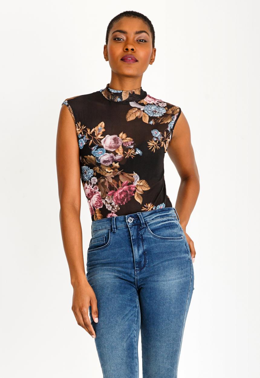 Brave Soul - All-over Print Bodysuit Black