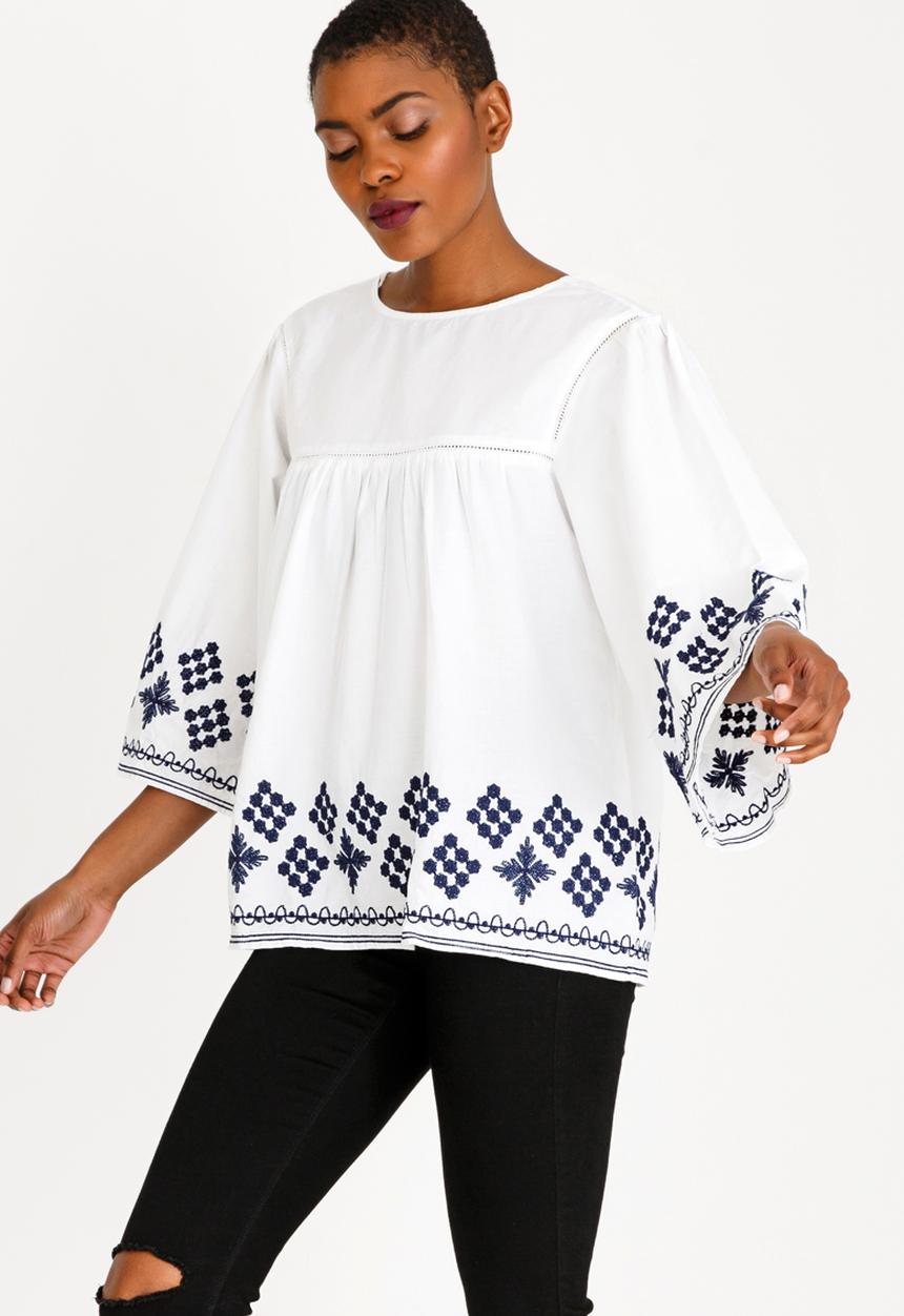Brave Soul - Embroidered Blouse Blue