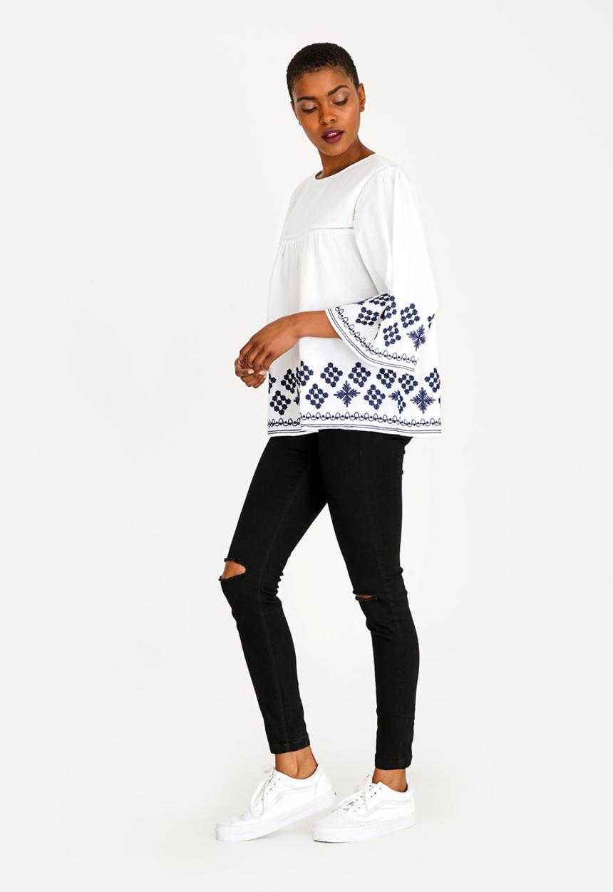 Brave Soul - Embroidered Blouse Blue
