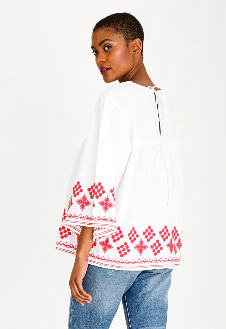 Brave Soul - Embroidered Blouse White