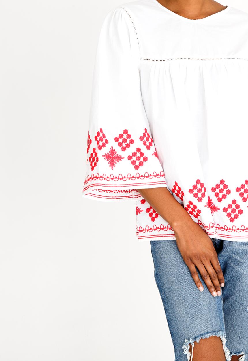 Brave Soul - Embroidered Blouse White