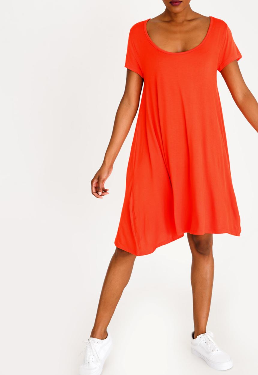 Brave Soul - Easy stretch swing dress - orange