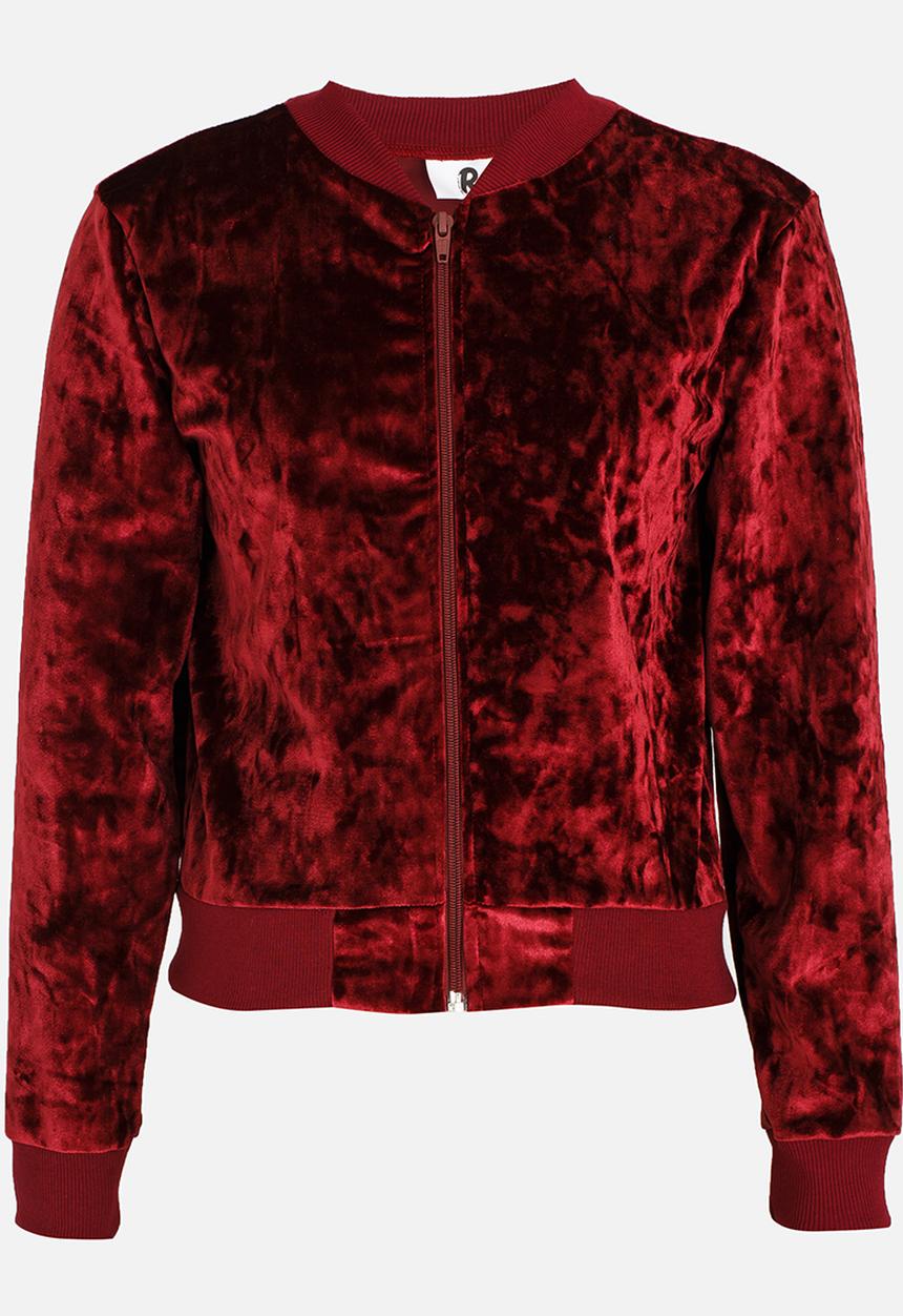 Rebel Republic - Velvet Bomber Jacket Burgundy