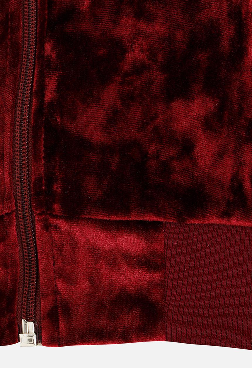 Rebel Republic - Velvet Bomber Jacket Burgundy