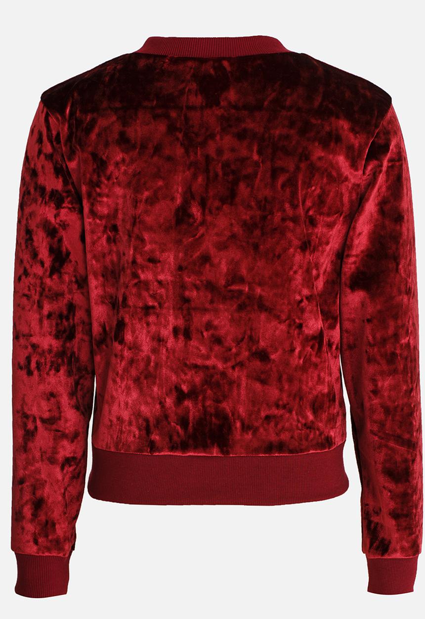 Rebel Republic - Velvet Bomber Jacket Burgundy