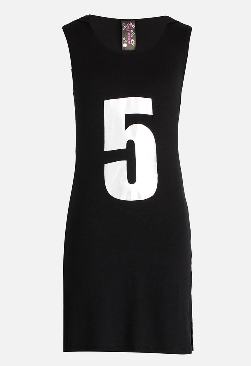 Twin Clothing - Hooded Print Dress Black