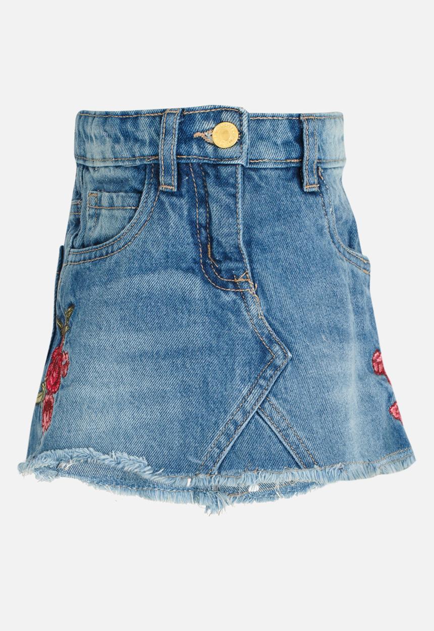 MINOTI - Utility Rose Embroidered Denim Skirt Blue