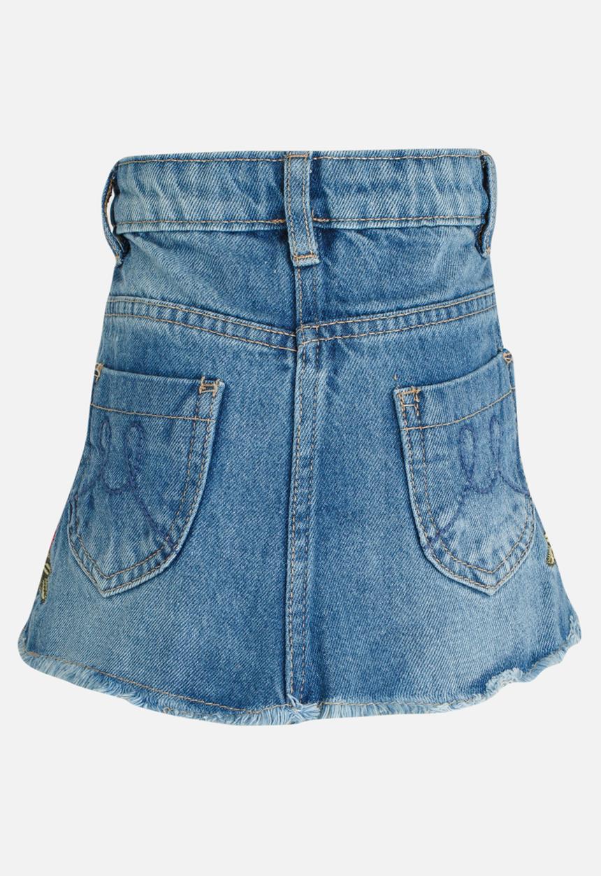MINOTI - Utility Rose Embroidered Denim Skirt Blue