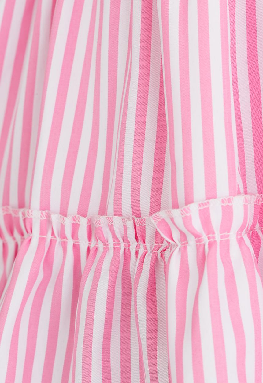 Pop Candy - Tiered Stripe Dress Pale Pink