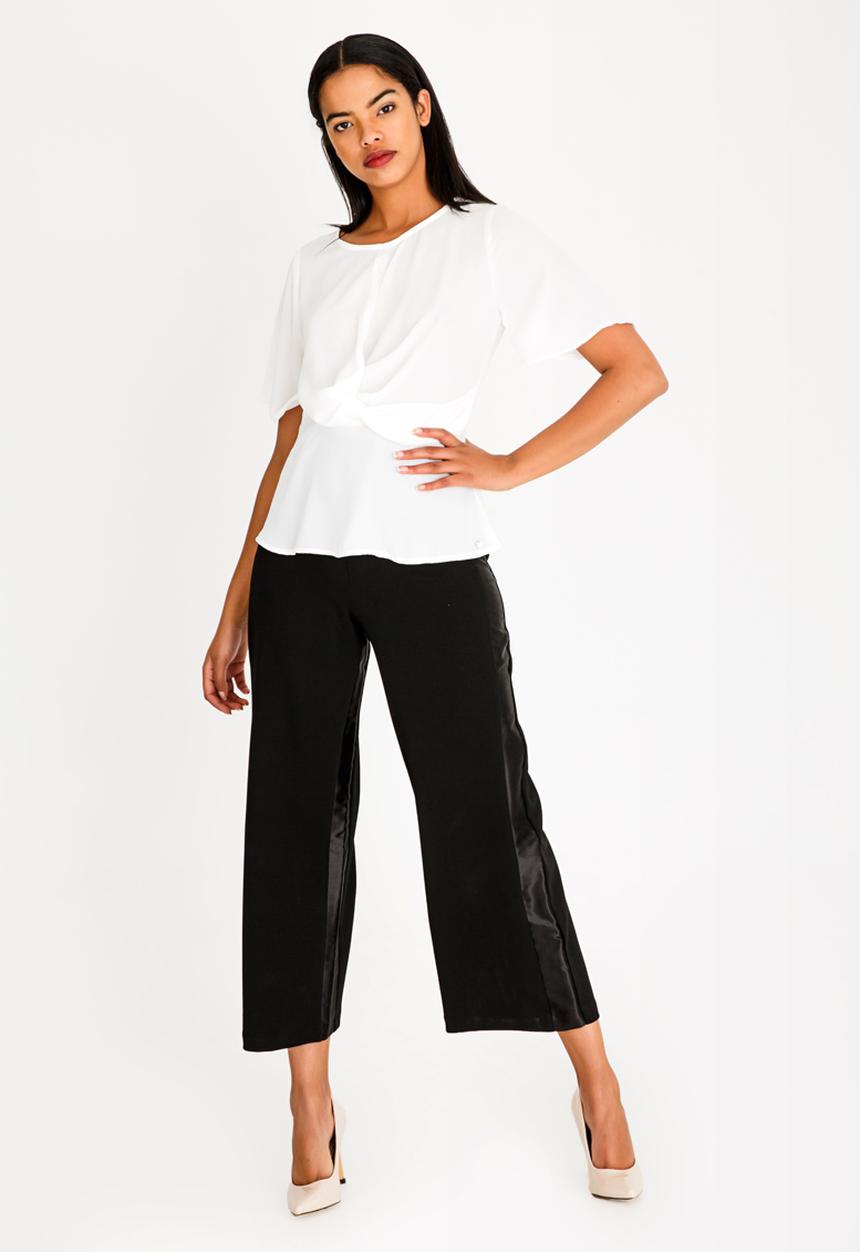 SISSY BOY - Girl Boss Knot Blouse With Flare Sleeve White