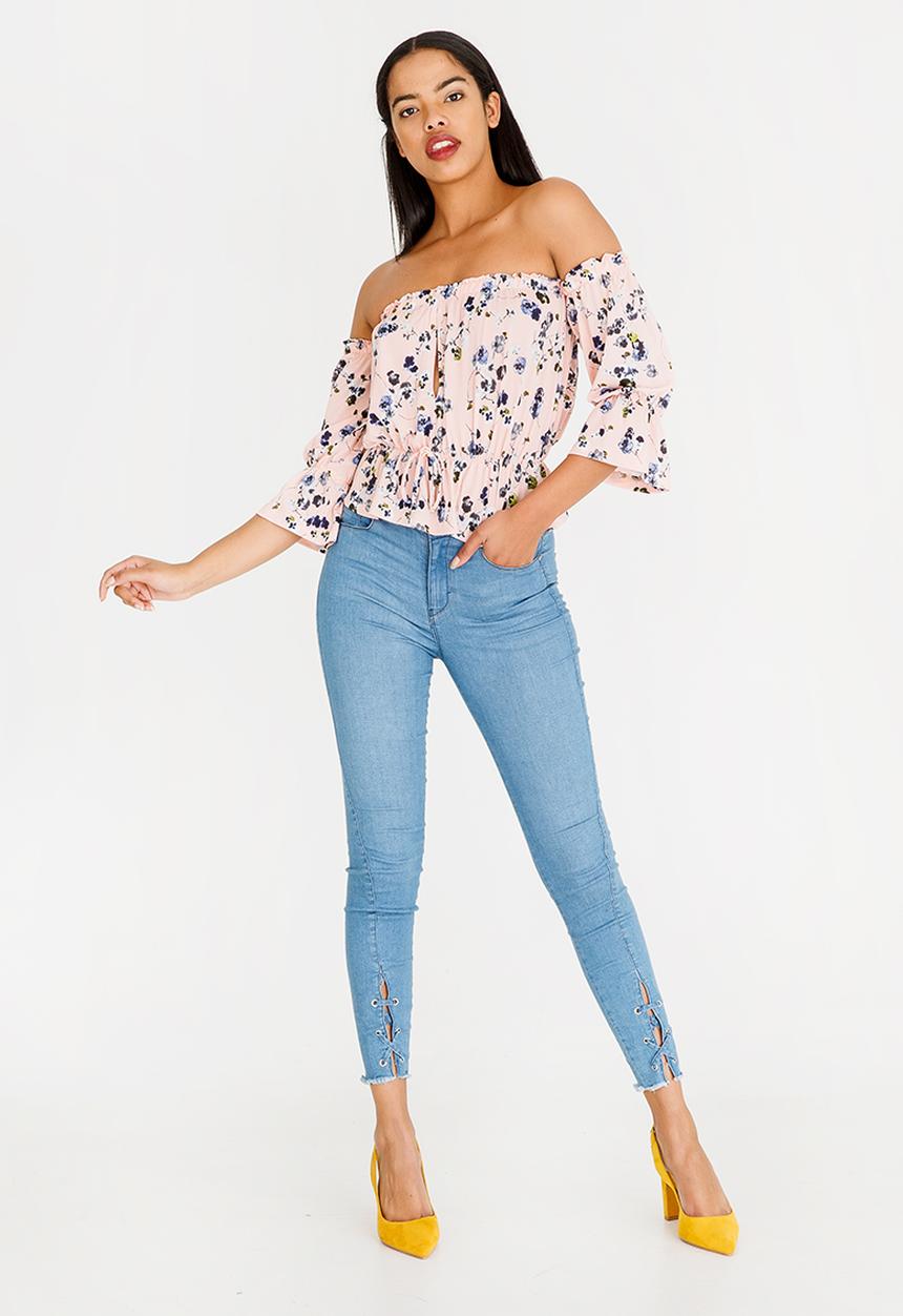 SISSY BOY - Bardot Printed Crop Top Rose