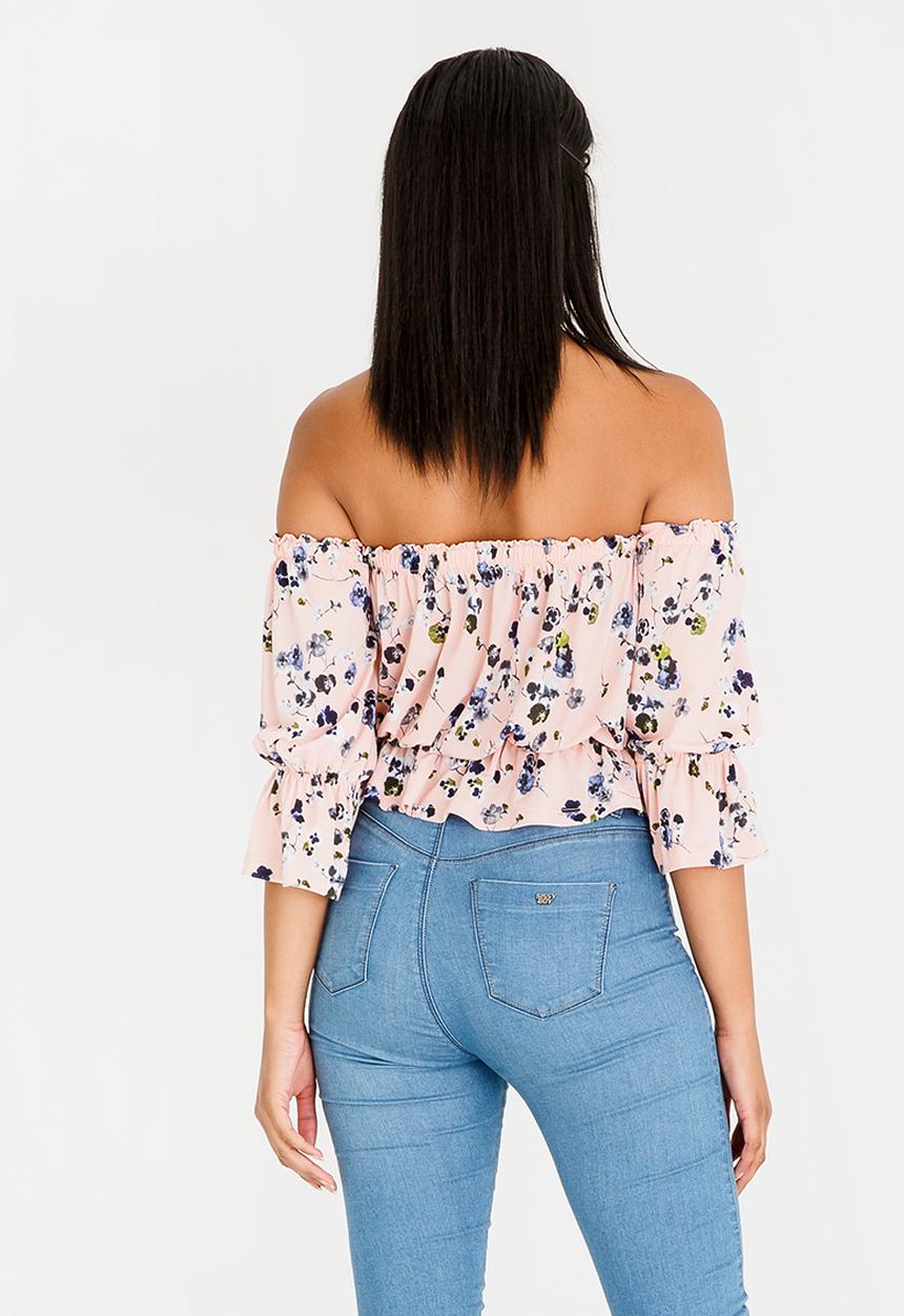 SISSY BOY - Bardot Printed Crop Top Rose