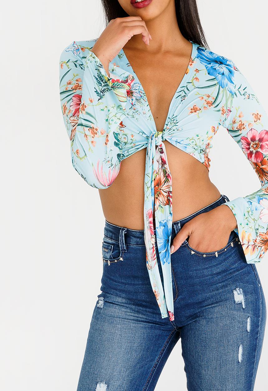 SISSY BOY - Tie Front Crop Top Multi-colour