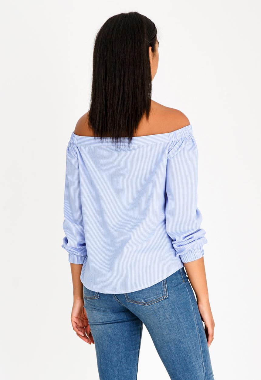 Brave Soul - Pinstripe Top Blue and White